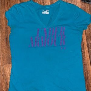 Blue shirt w/ purple under armour logo